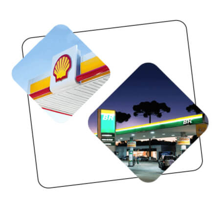 #AbasteceuPartiu Arte com duas imagens - Postos de gasolina.